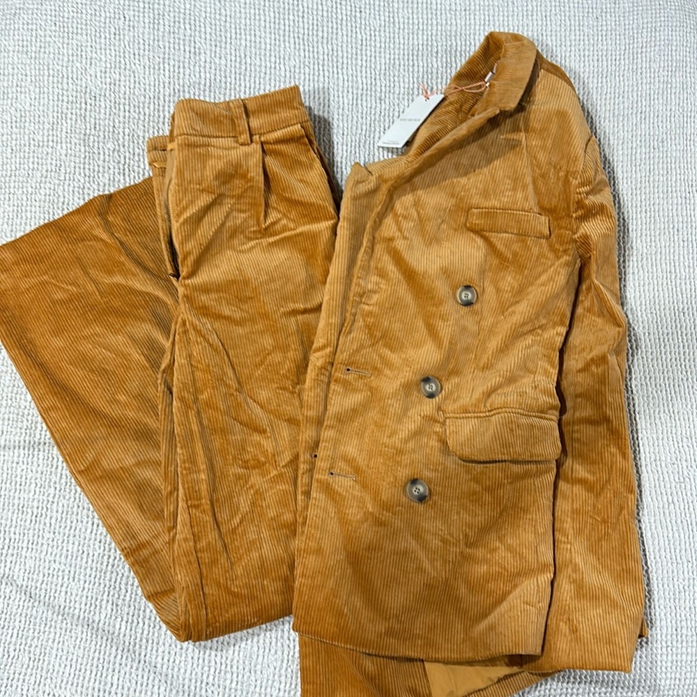 SKIES ARE BLUE Corduroy women’s coat and flare pants both XS NWT